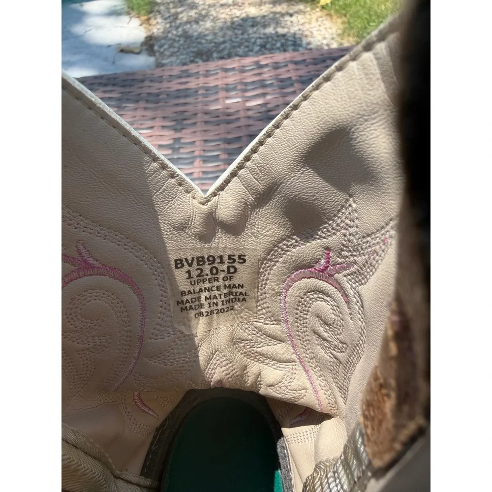BVB Kids Brown Pink Embroidered Square Toe Western Cowboy Boots Size 12 BVB9155